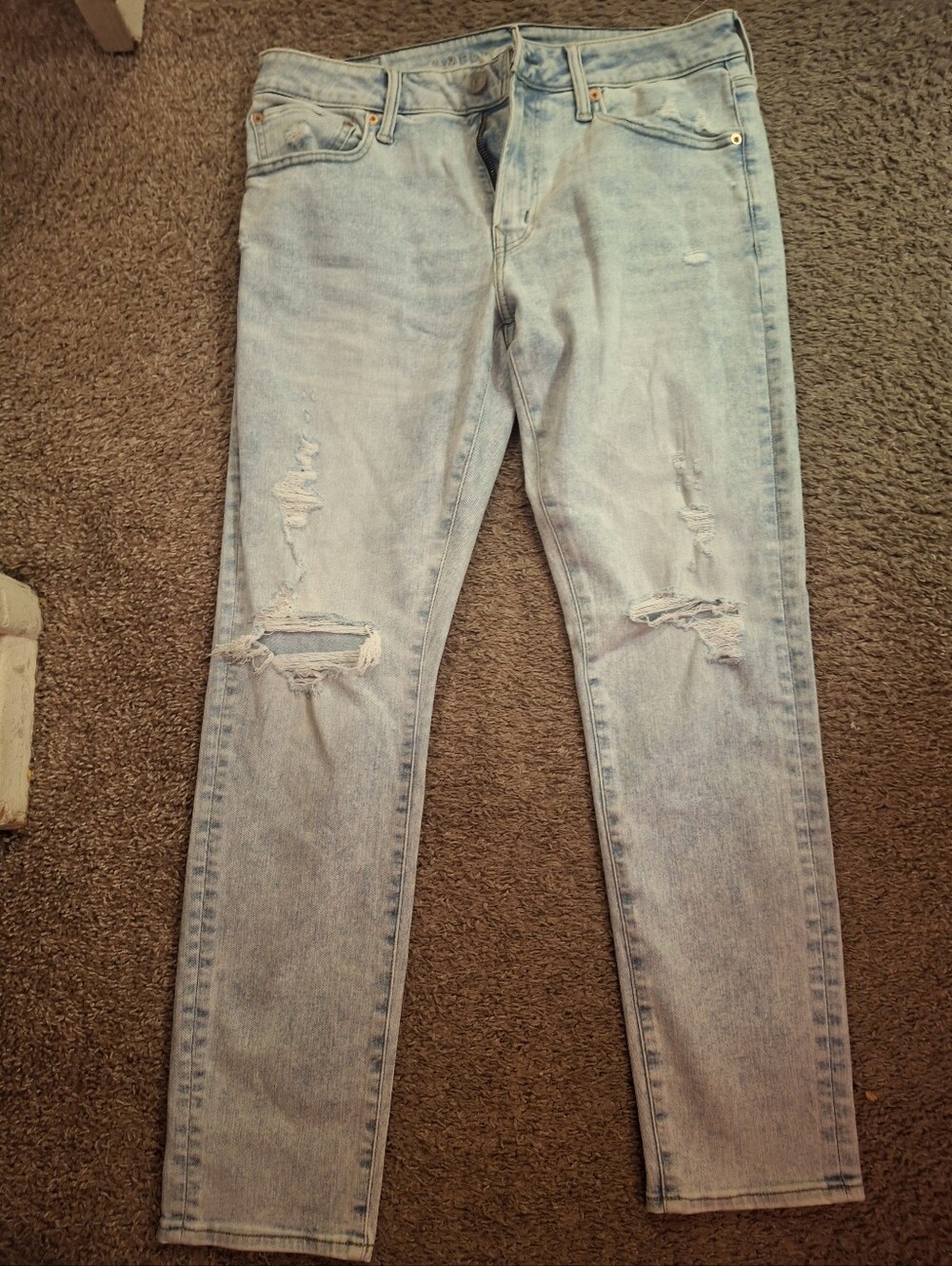 Light Blue Distressed Men Jeans Size 34x30